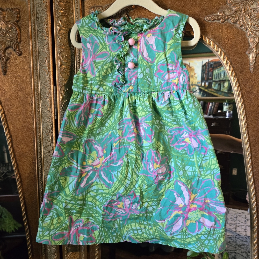 Lilly Pulitzer Kids Dress in Green and Pink Floral